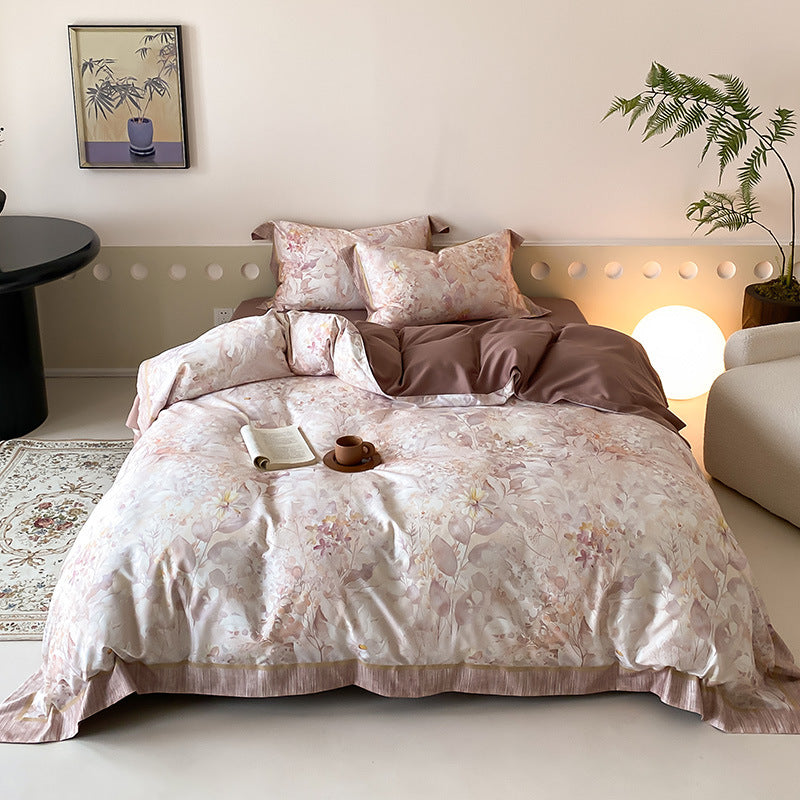Florales Wendebettwäsche-Set mit Baumwollsatin-Gefühl & Oxford-Kissenbezügen