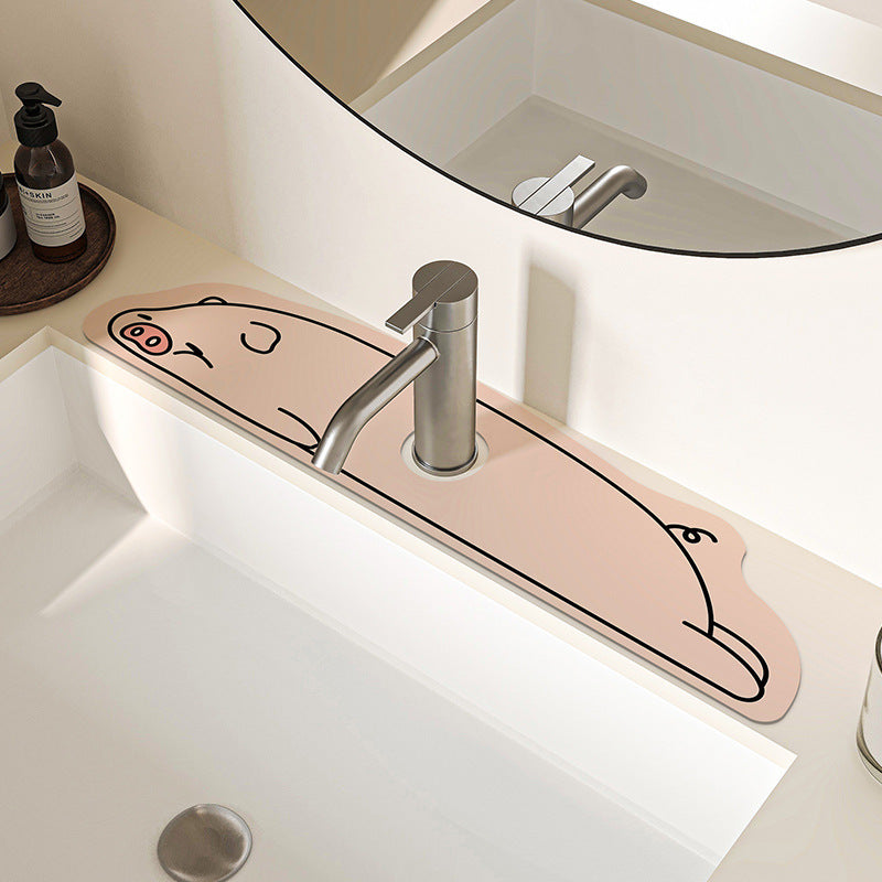 Novelty Dachshund-Shaped Absorbent Sink Counter Protector Mat