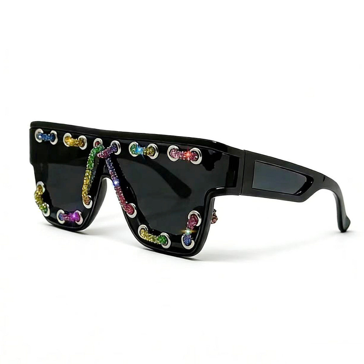 Damen Sonnenbrille mit extravagantem Design und dekorativer Kettenverzierung Karnz