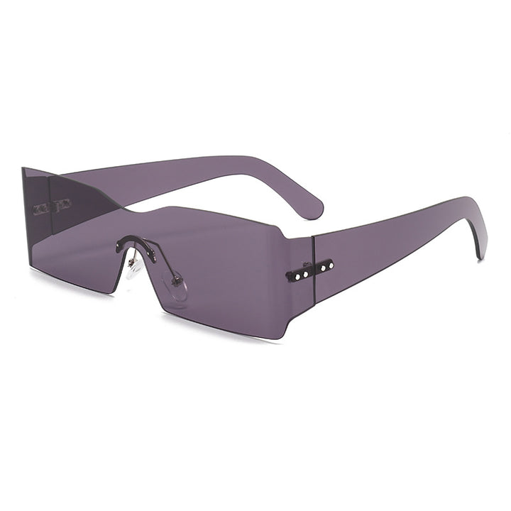 Damen futuristische Mode-Sonnenbrille mit transparentem Gestell Karnz