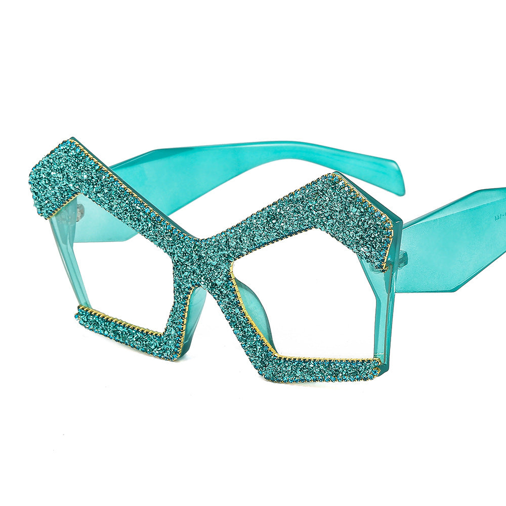Damen Funkelnde Cat-Eye-Sonnenbrille mit extravagantem Strassrahmen Karnz