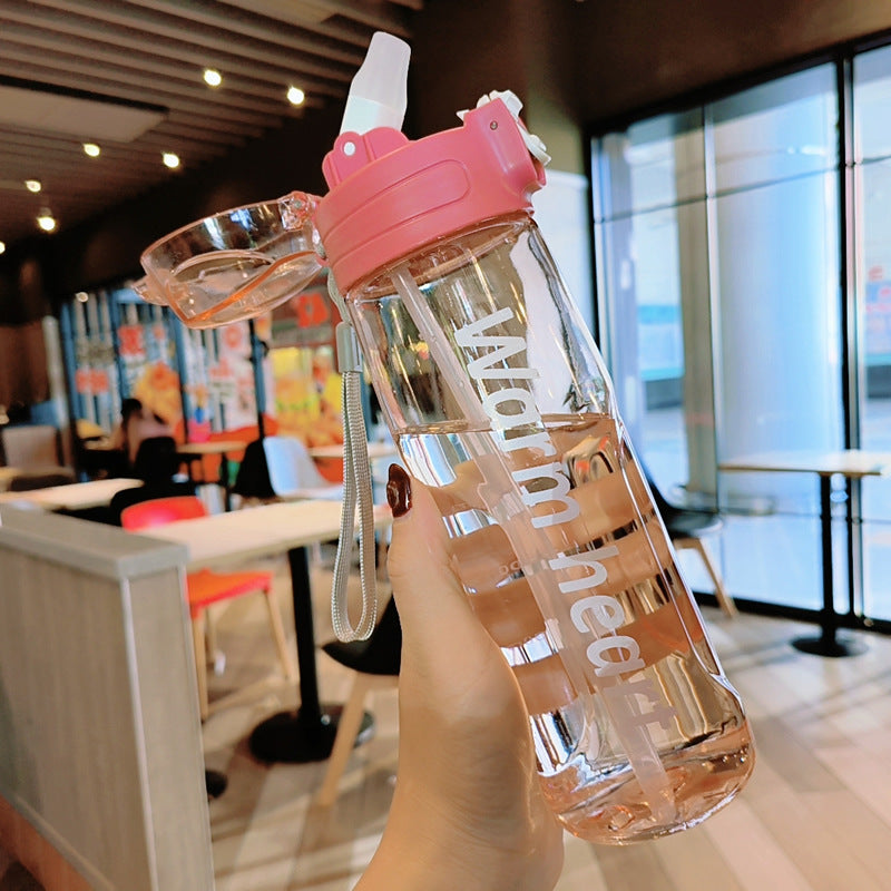 Damen transparente Trinkflasche mit ergonomischem Deckel Karnz