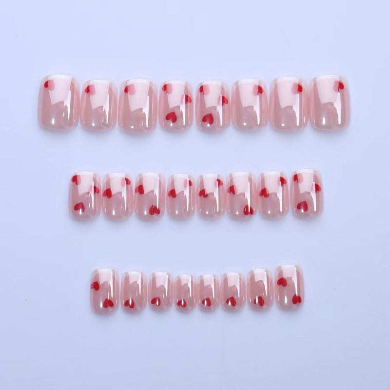 Herz-verschönerte Press-On Nagelkunst Set