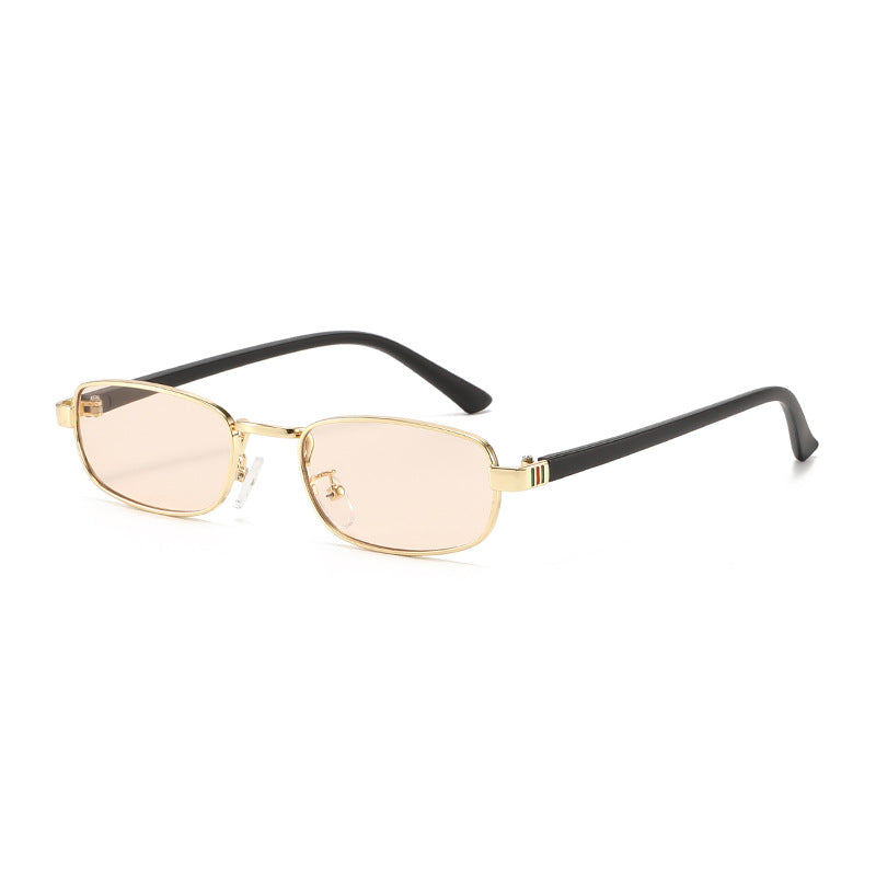 Damen elegante rechteckige Sonnenbrille mit feinem Metallrahmen Karnz