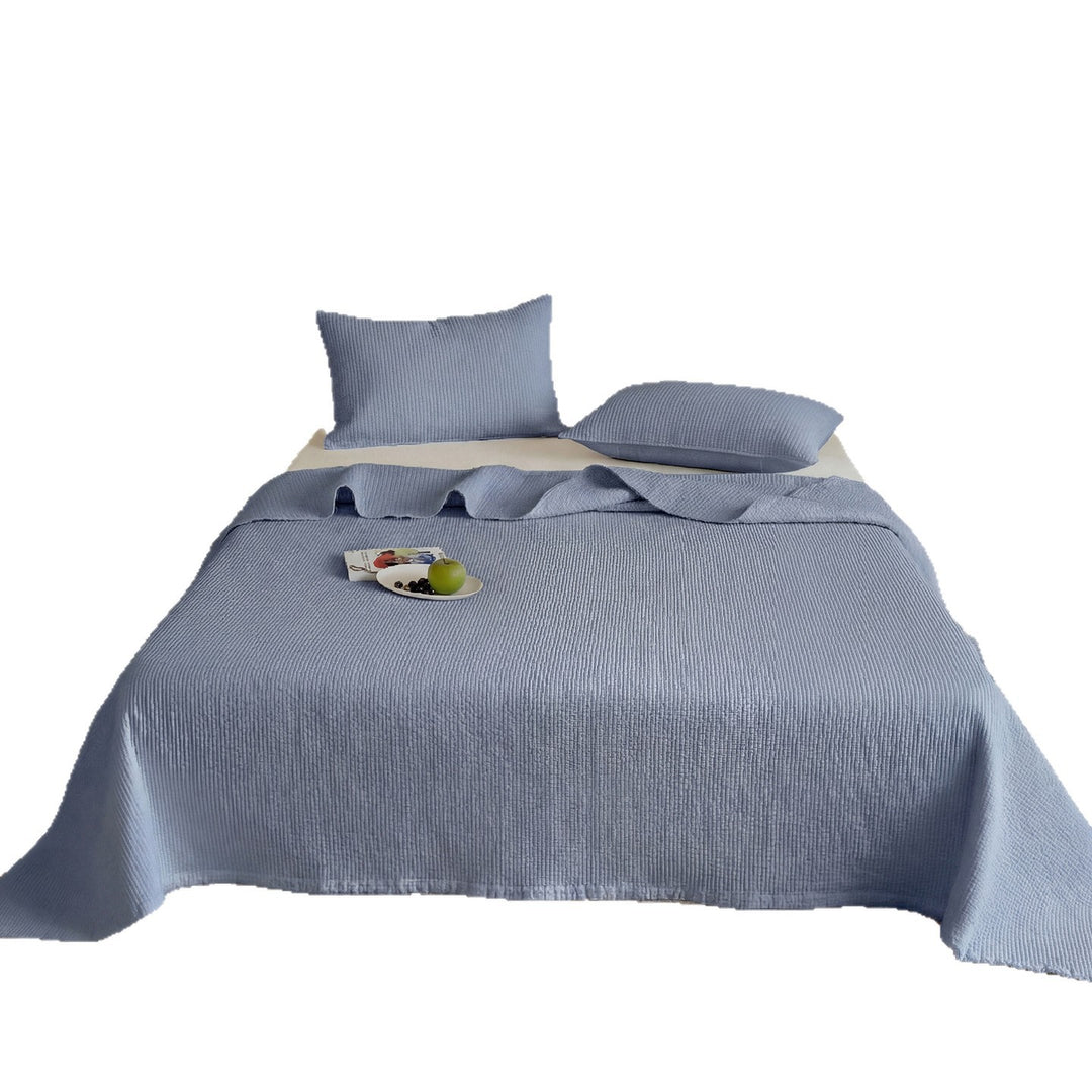 Gestepptes Baumwoll-Quilt-Bettüberwurf-Set mit feiner Liniensteppung