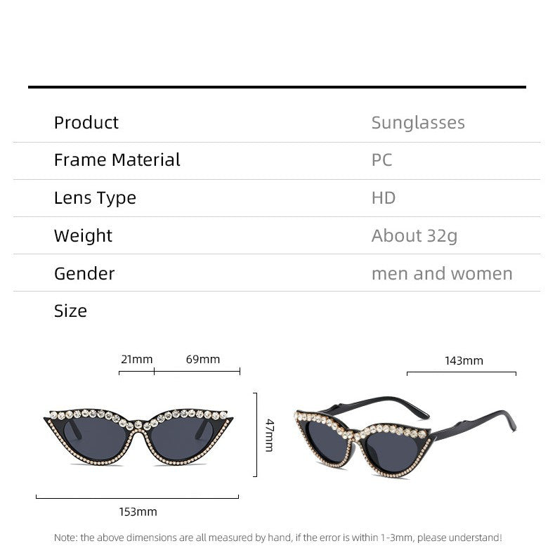 Damen extravagante Cat-Eye Sonnenbrille mit glamourösen Kristallverzierungen Karnz