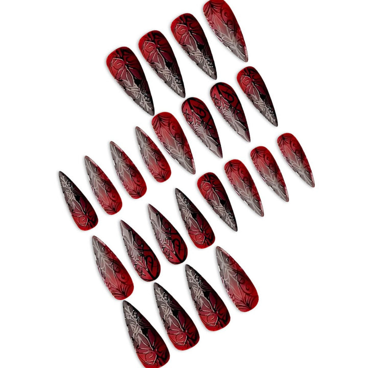 Gothic Stiletto Press-On Nagelkunst Set Karnz