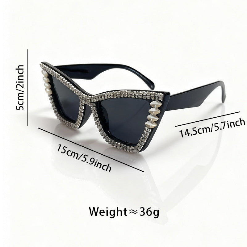 Rhinestone-betonte Katzenaugen-Sonnenbrille Karnz