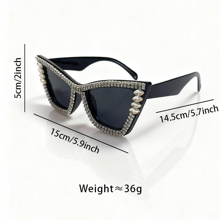 Rhinestone-betonte Katzenaugen-Sonnenbrille Karnz