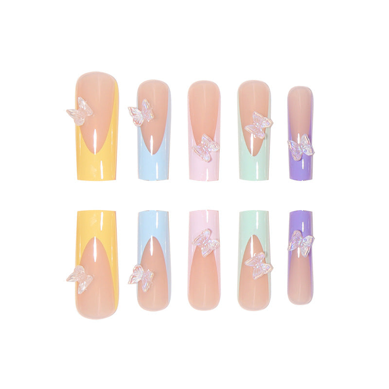 Dekorative Schmetterlings-inspirierte Press-On Nagelkunst Karnz