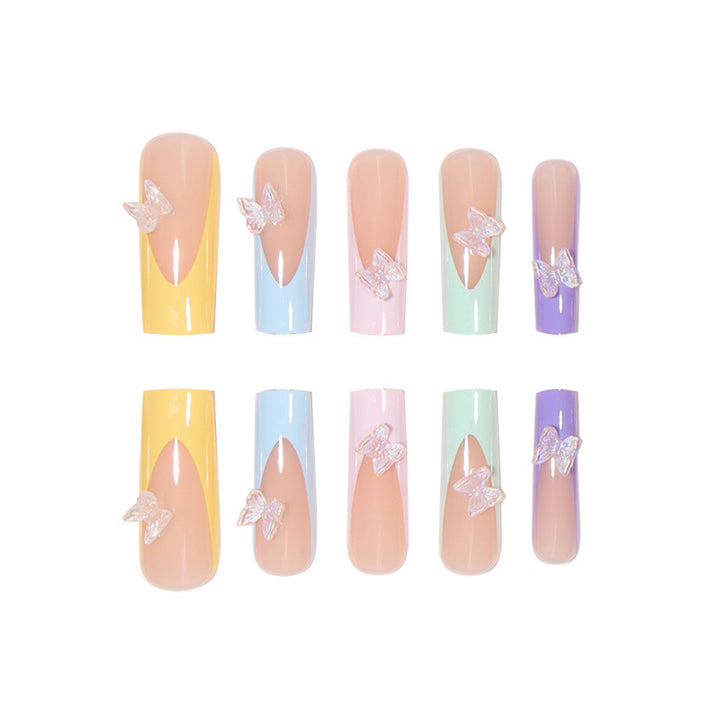Dekorative Schmetterlings-inspirierte Press-On Nagelkunst Karnz