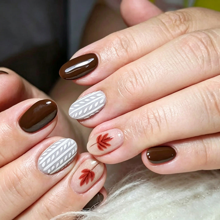 Künstlerisches, von der Natur inspiriertes Press-On-Nagelset