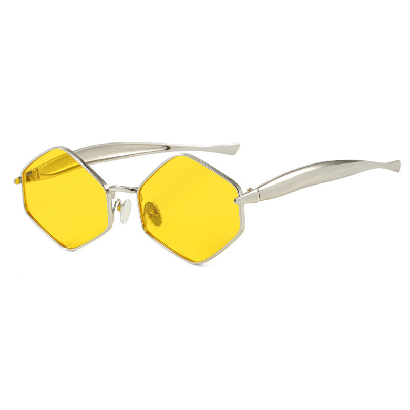 Damen hexagonale Sonnenbrille mit elegantem Metallrahmen und UV-Schutz Karnz