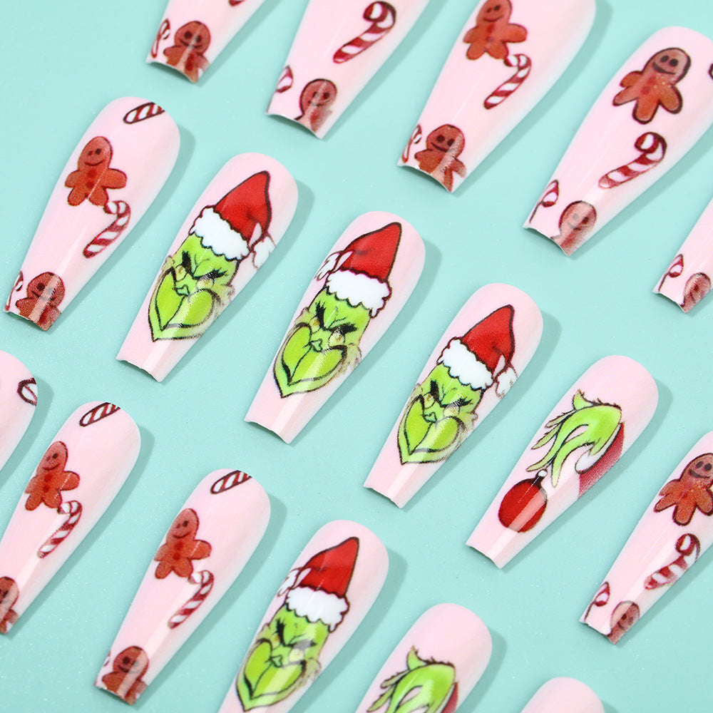 Künstliche Nagelspitzen mit festlichen Weihnachtsmotiven Karnz