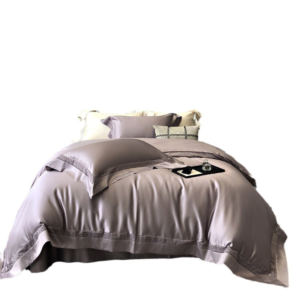 Premium-Baumwollsatin-Bettbezug-Set mit dekorativer Lochstickerei und verdecktem Hotelverschluss