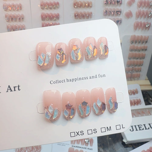 Elegantes mit Kristallen verziertes Press-On-Nagel-Set Karnz