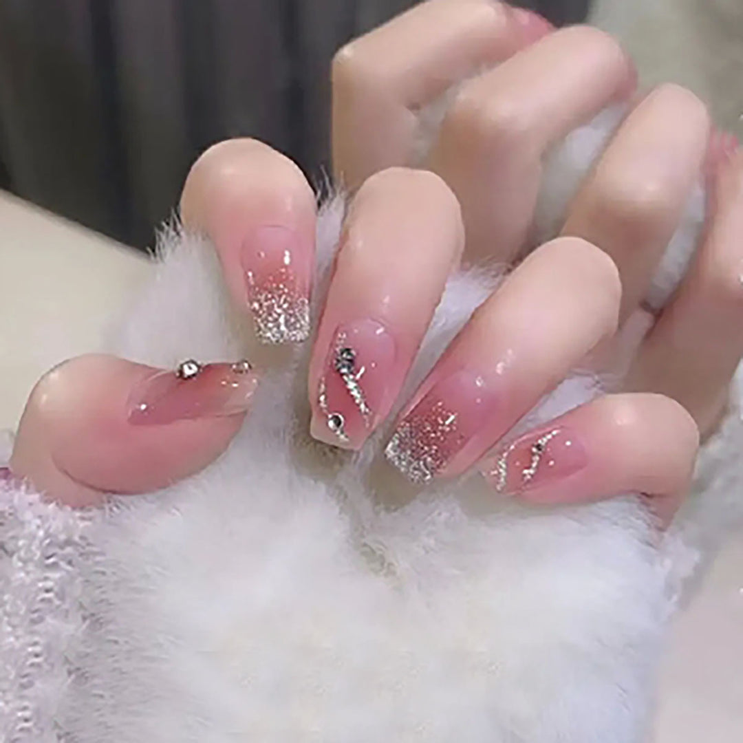 Glitzernde Ombre Druck-Nägel