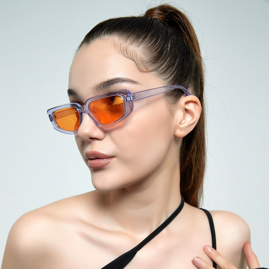 Damen modische quadratische Sonnenbrille mit modernem hochglänzendem Kunststoffrahmen Karnz