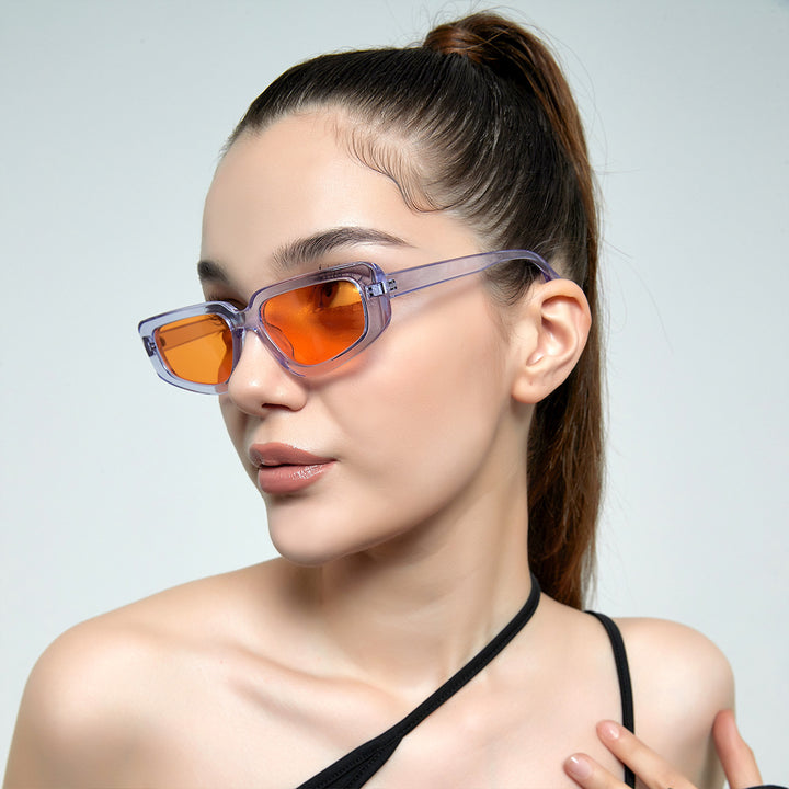 Damen modische quadratische Sonnenbrille mit modernem hochglänzendem Kunststoffrahmen Karnz