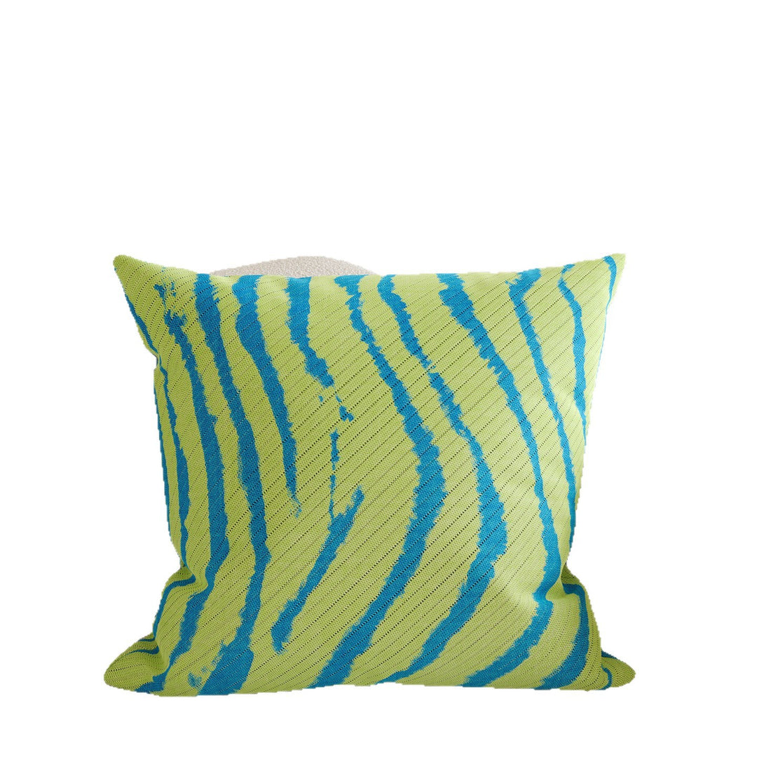Decorative Knitted Striped Square Throw Pillow Cover with Textured Ribbed Weave and Hidden Zipper