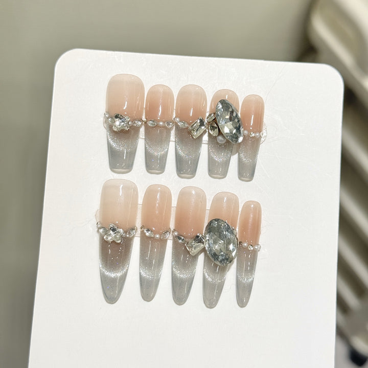 Glamouröse mit Strass besetzte Press-On Nägel Set