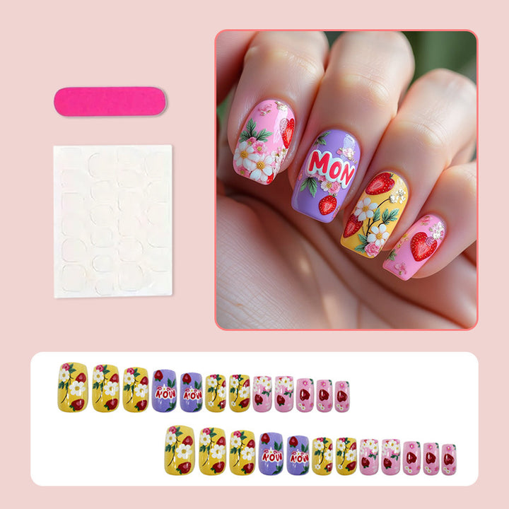 Kunstnagelset mit floralen und fruchtigen Designs Karnz