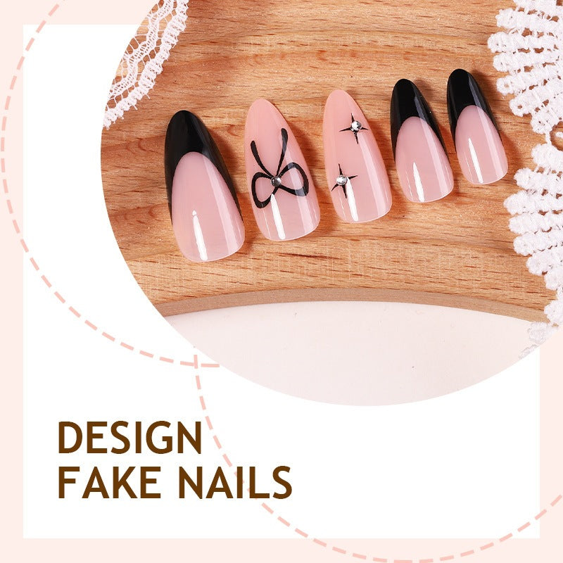 Kunstnagelset mit elegantem Ombre-Design und kreativem Schleifenmotiv Karnz