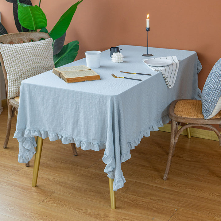 Leichte Baumwoll‑Gaze Tischdecke mit Volant und natürlicher Struktur Karnz