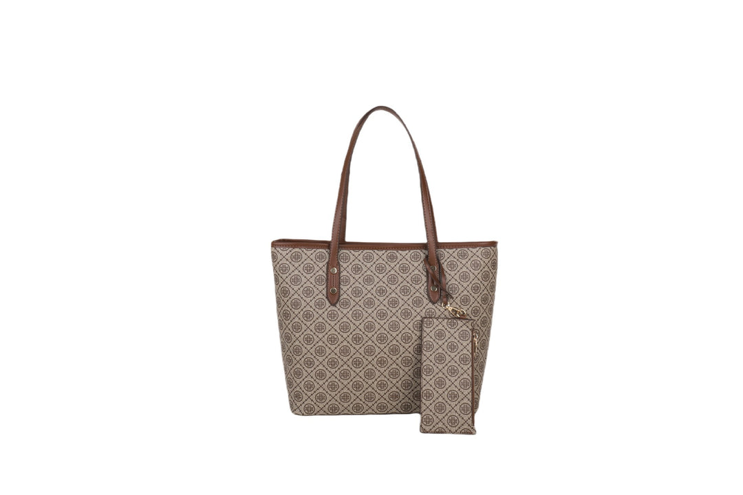 Geometrisch gemustertes Tote Bag mit abnehmbarem Reißverschlussetui