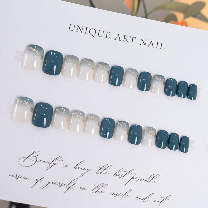 Ombre-Nagelkunst-Set mit goldenen Akzenten