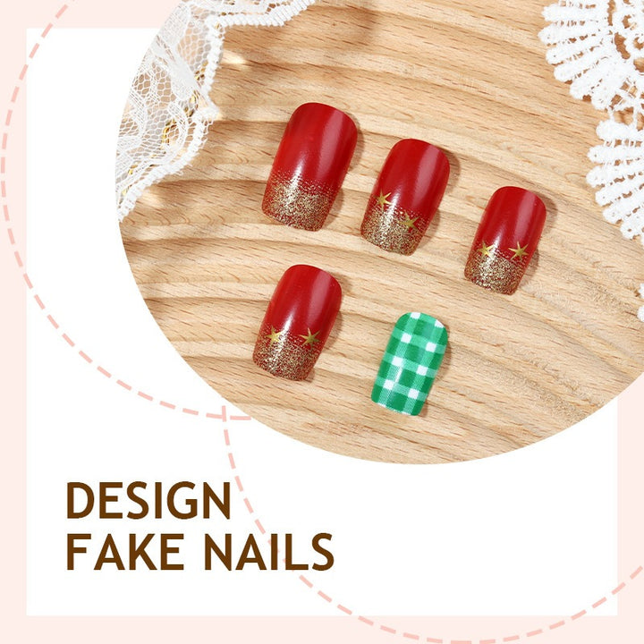 Festliches Kunstnagelset mit Glitzer- und Weihnachtsmotiven Karnz