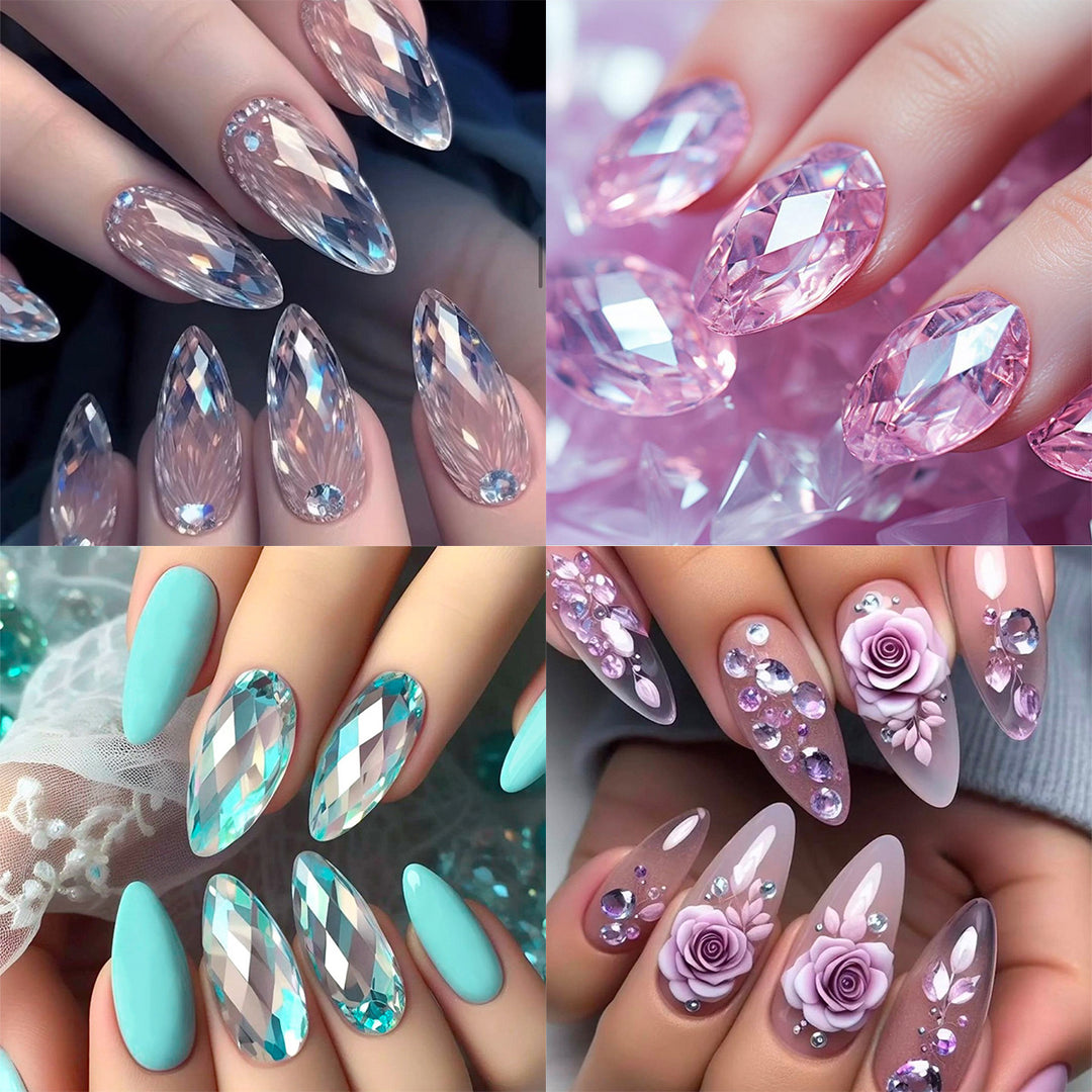 Kunstnagelset mit Crystal-Design und funkelnden Akzenten Karnz