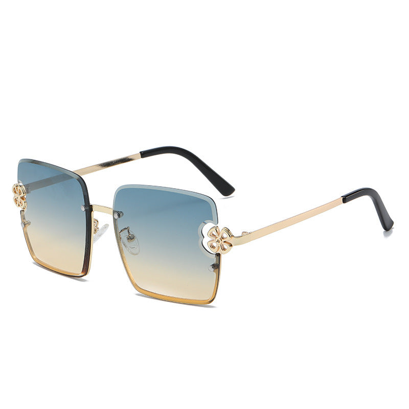 Damen quadratische Sonnenbrille mit floralem Design Karnz