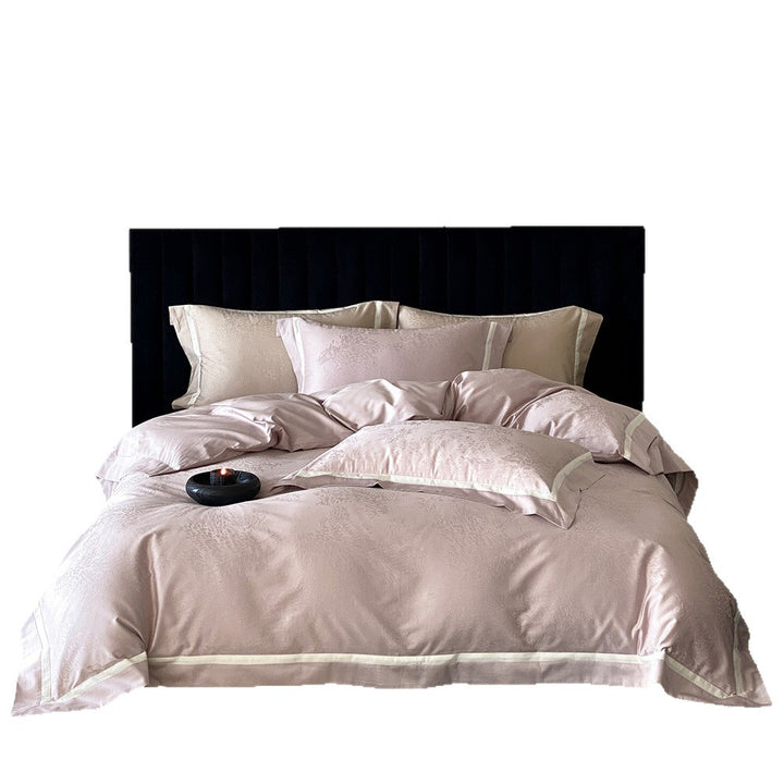 Luxuriöses Satin-Bettwäsche-Set mit Jacquardmuster und feinem Saum