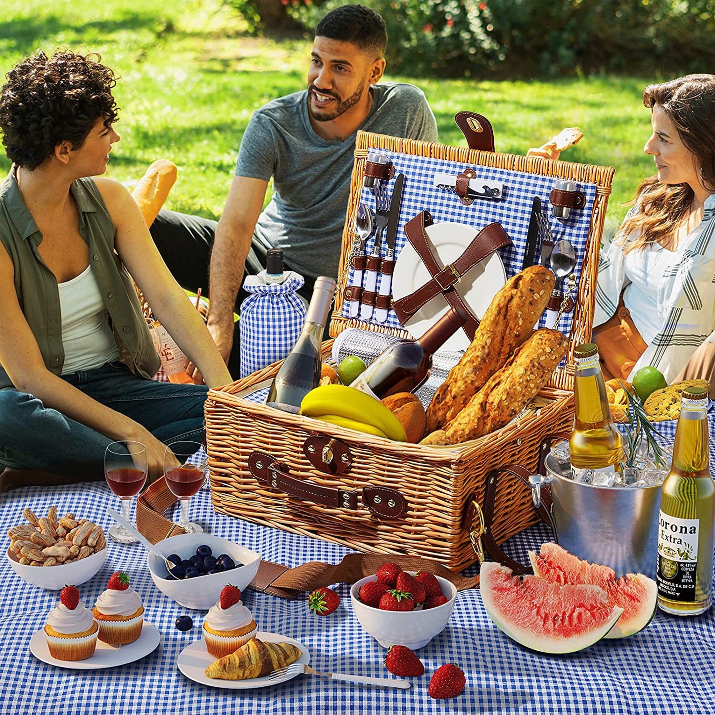 Damen hochwertiger Picknickkorb mit klassischem Design Karnz