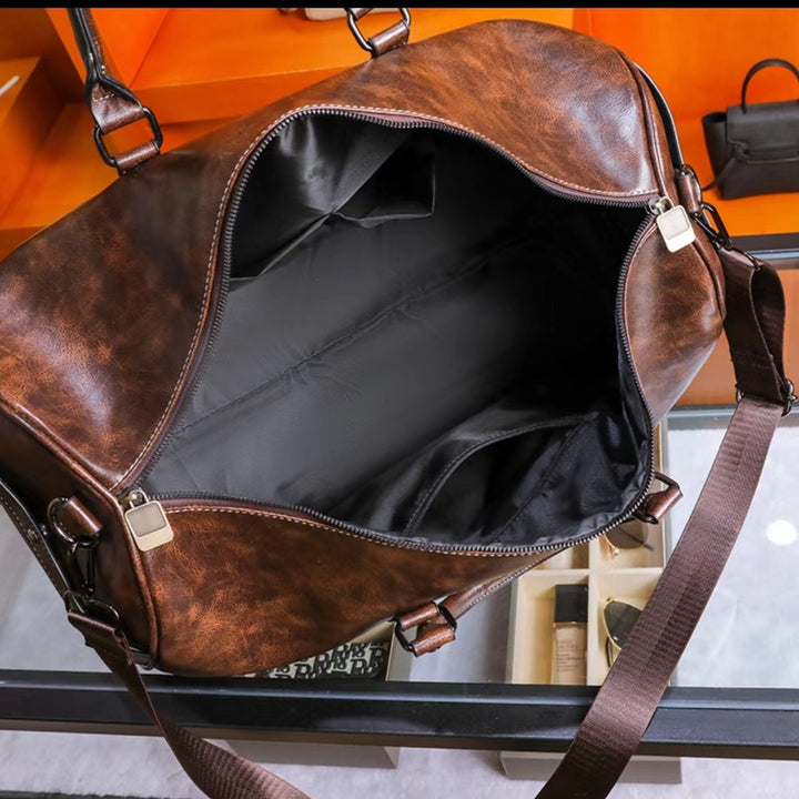 Elegante Leder Wochenend-Duffle-Tasche