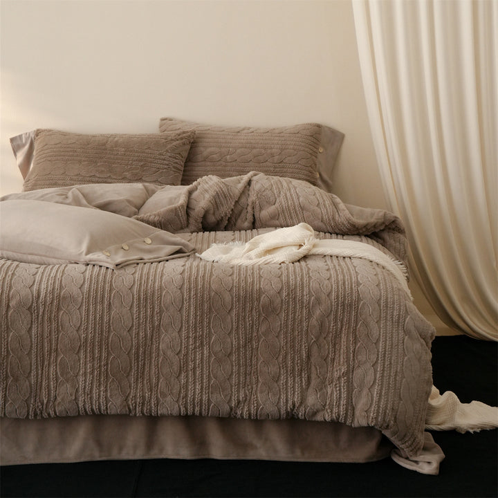 Luxuriöses strukturreiches Chenille-Kuschelbettwäscheset