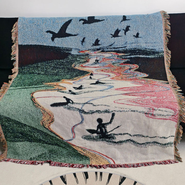 Künstlerische Surf-Szene Wandteppich Decke