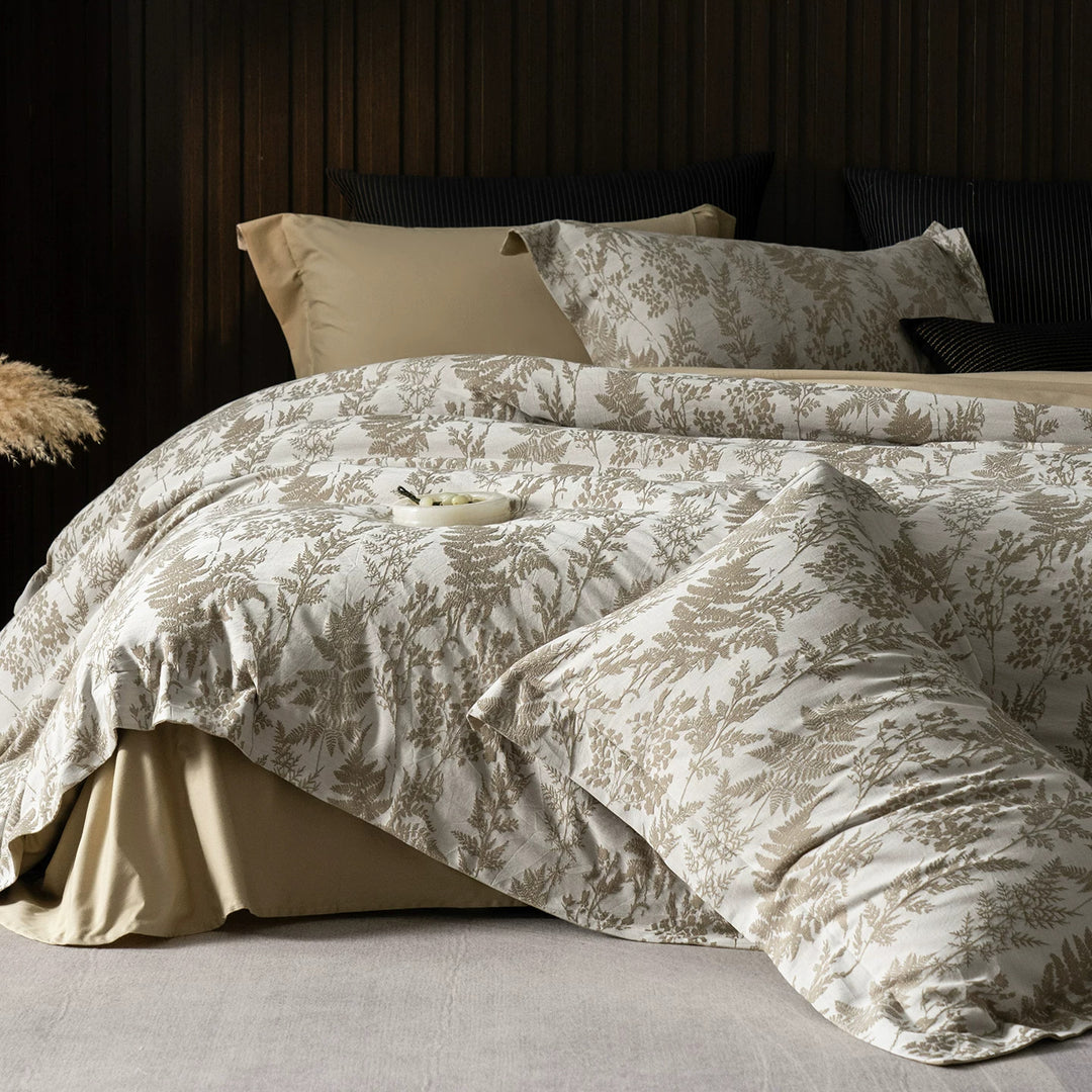 Luxus Baumwollsatin Wendebettbezug Set mit scrollendem Jacquarddruck und maßgeschneideter Säume