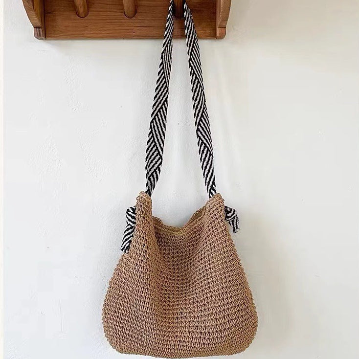 Damen Handtasche mit geflochtenem Design und gemustertem Schulterriemen Karnz
