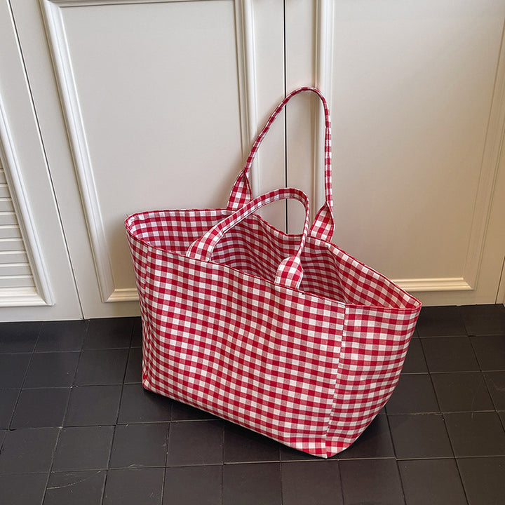 Stilvolle Karierte Utility Tote Bag Karnz