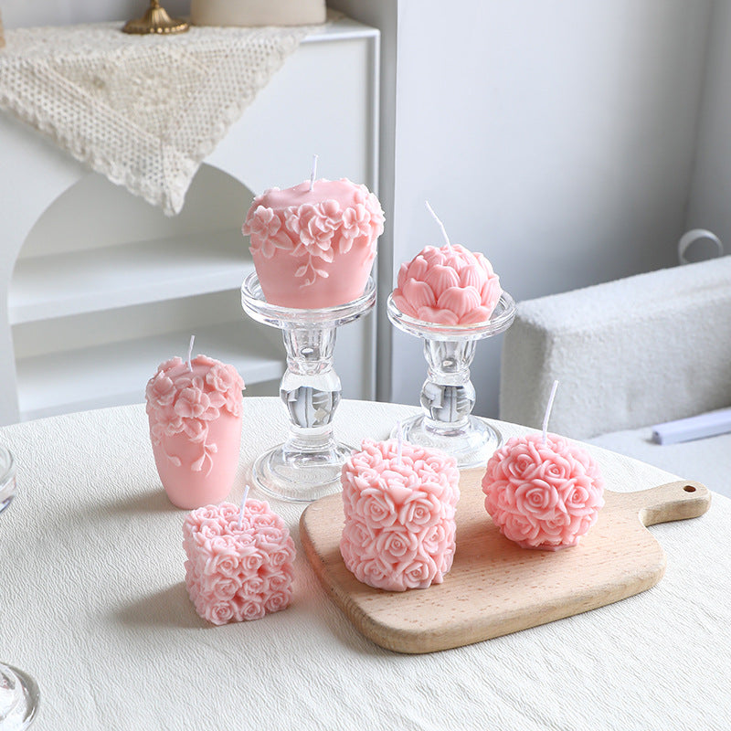 Handgegossen Blütenrelief Cupcake Dekorationskerze