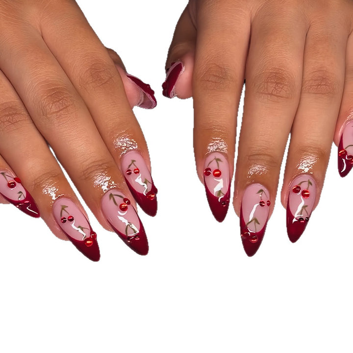 Künstlerisches Kirschblüten Press-On Nagelset Karnz