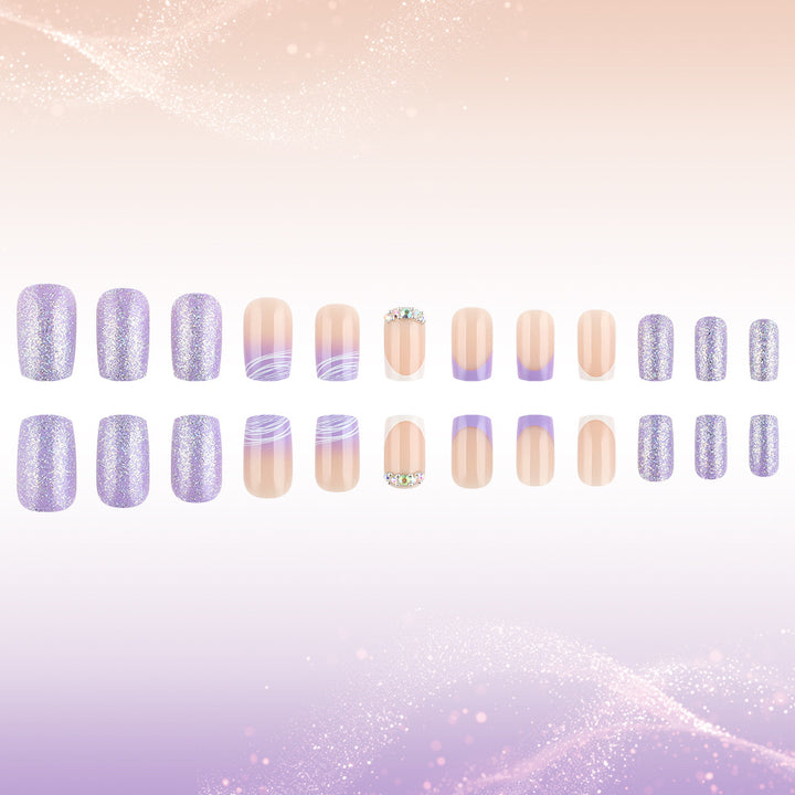 Elegantes Press-On-Nagelkunst-Set mit glamourösen Glitzerakzenten Karnz