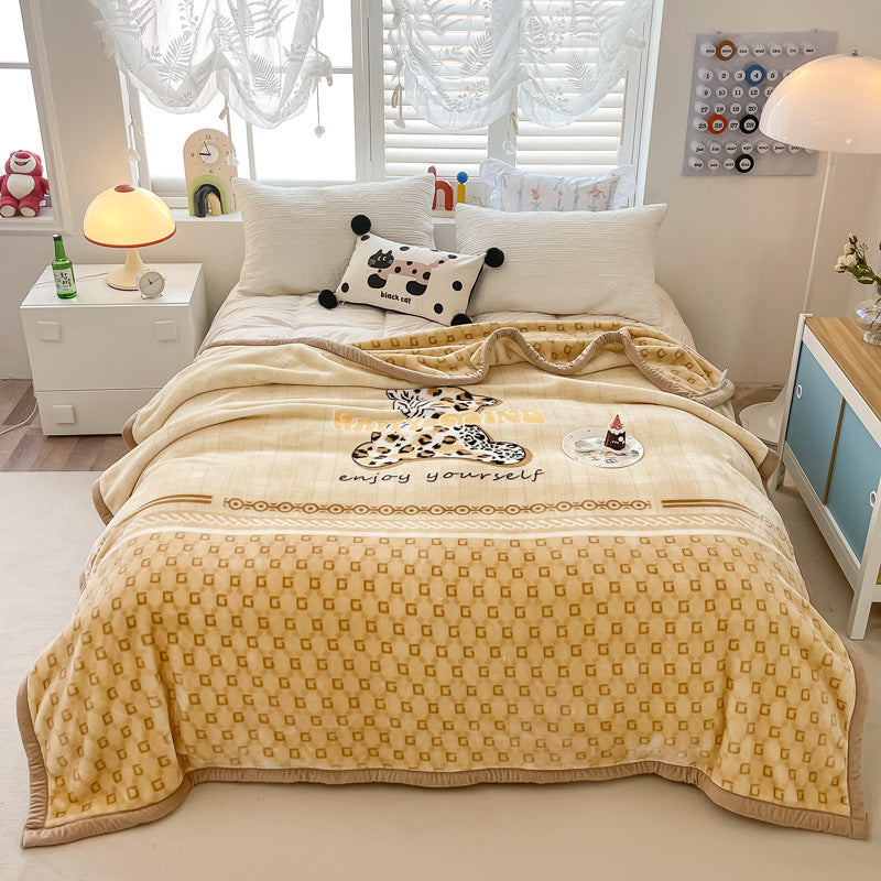 Blumengemusterte Fleece-Wurfdecke Karnz