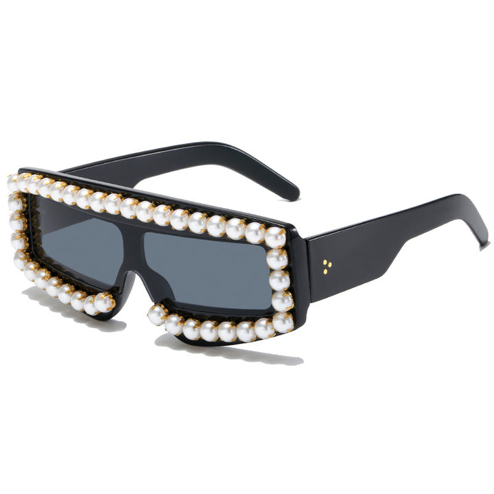Damen modische Sonnenbrille mit Perlen-Applikationen Karnz