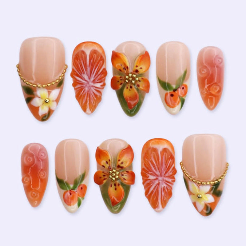 Blumenmotiv Press-On Nagelset Karnz