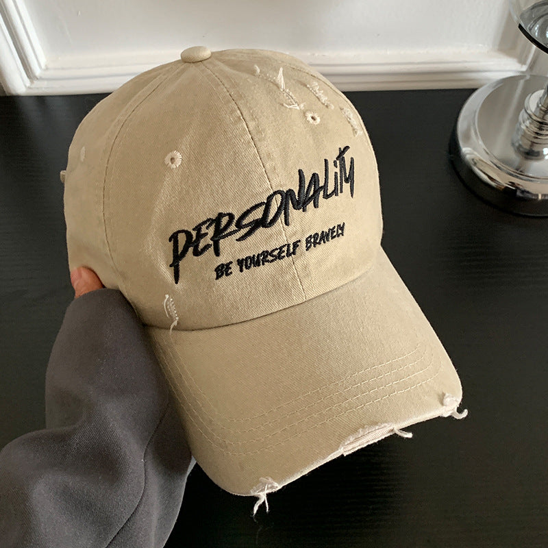 Verwaschene Baumwoll-Baseballmütze mit motivierender Stickerei
