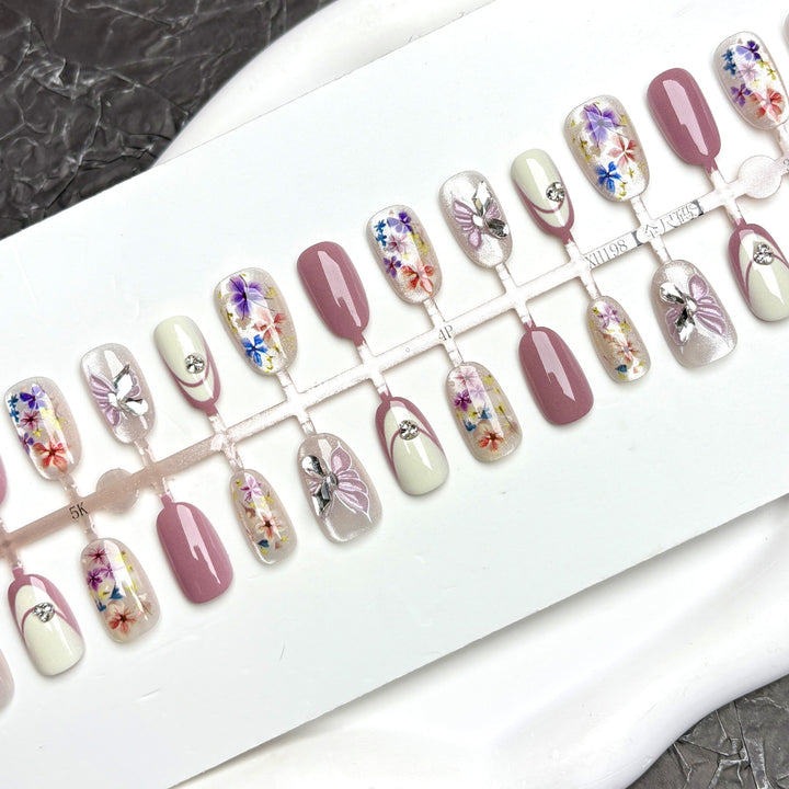 Floral Künstlerische Press-On Nagelset
