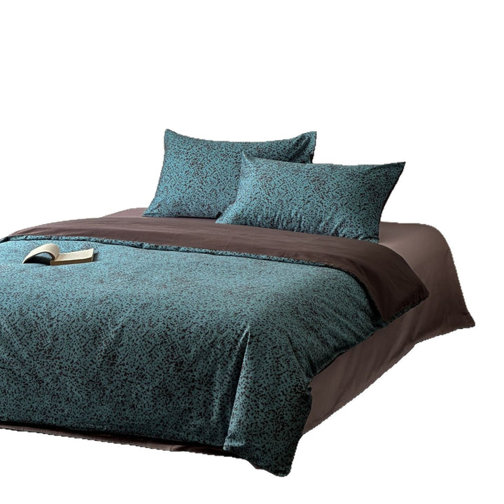 Atmungsaktives Baumwoll-Percale Wendebettbezug-Set mit Mini-Sprenkel-Druck und verdecktem Knopfverschluss
